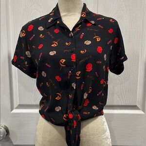 Trick ‘r Treat Cropped Button Up Top Size Medium Horror HHN